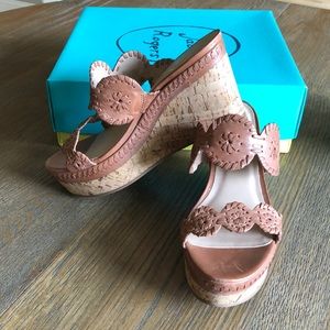 Jack Rogers Leigh 2 strap wedge cognac sandals